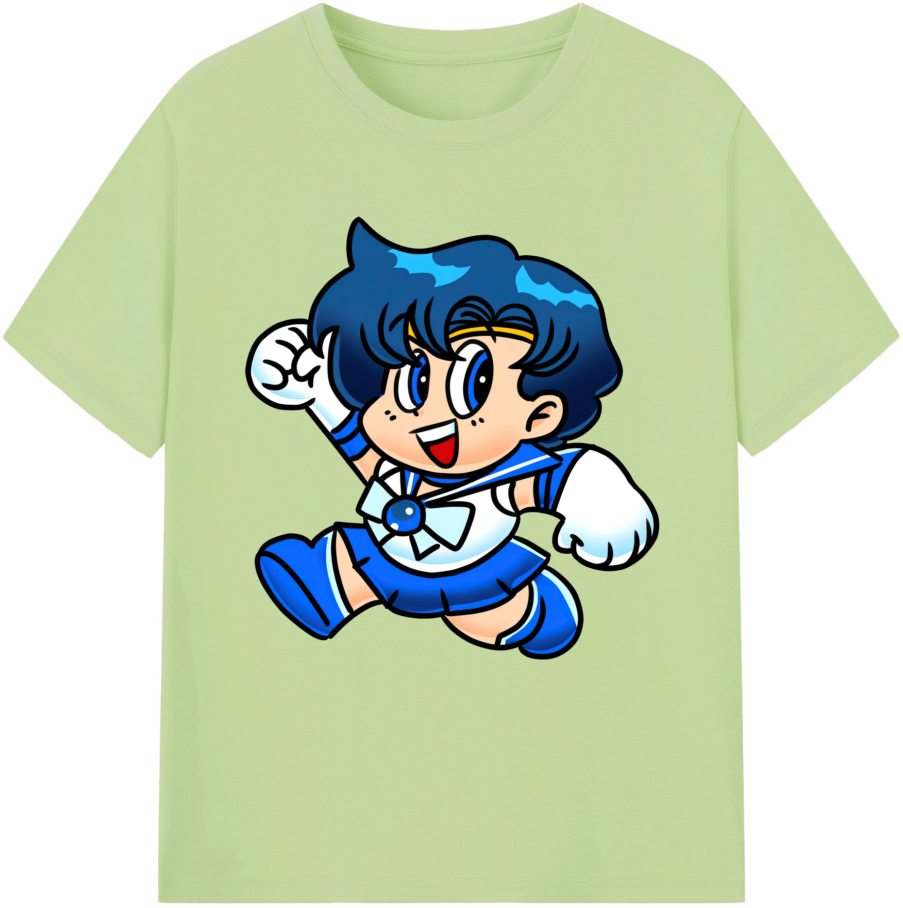 （画像用） 美少女戦士セーラームーン 水野 亜美 みずの あみ Sailor Moon Mizuno Ami 綿100％半袖Tシャツ（フロントプリント）